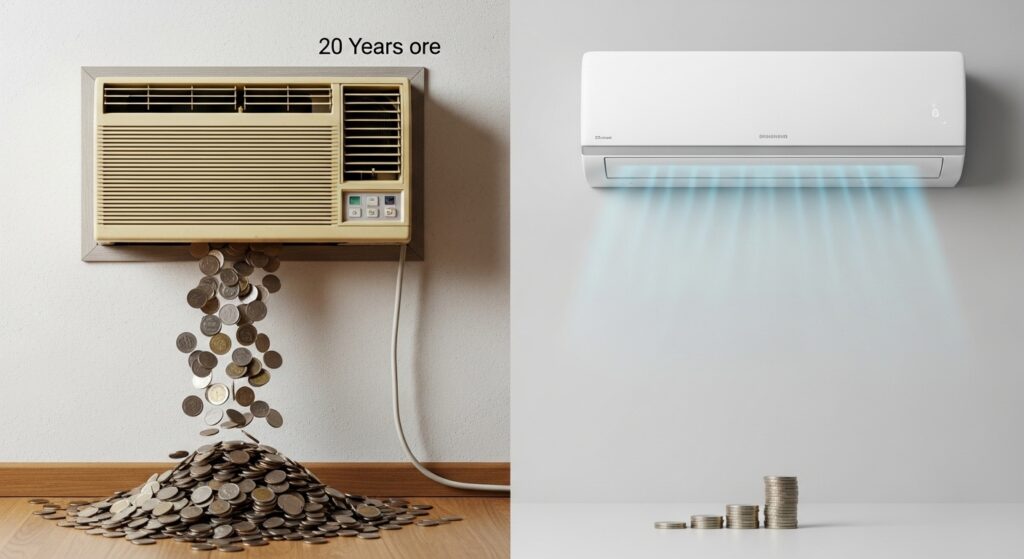20年前のエアコンとの電気代比較