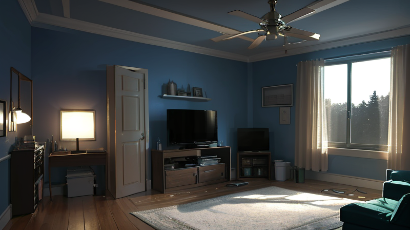 常夜灯と主照明・テレビの比較