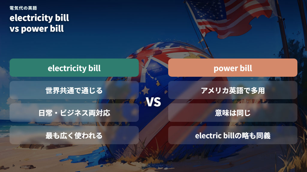 power billとelectric billの違いと地域による使い分け