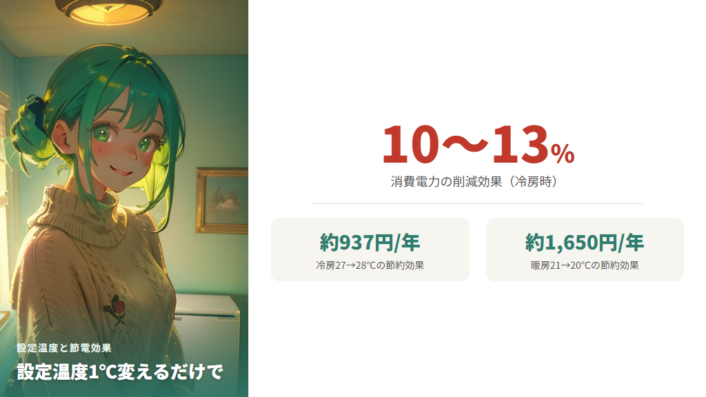 冷房・暖房の設定温度と節電効果
