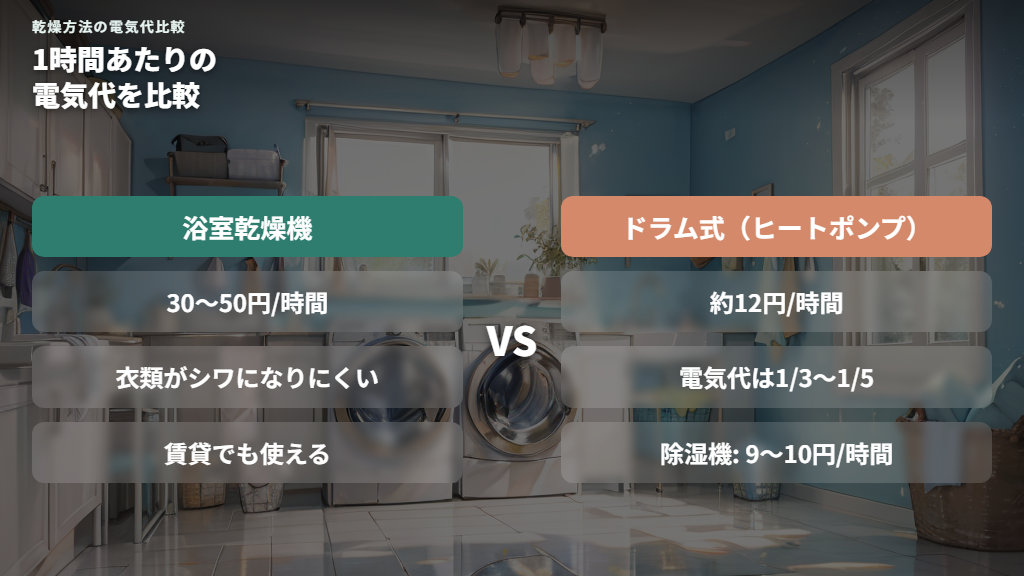 洗濯乾燥機・除湿機との電気代の比較