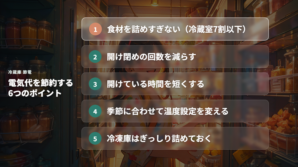 冷蔵庫の電気代を普段から節約する6つのポイント