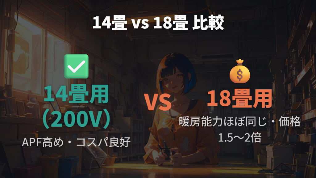 14畳と18畳のエアコンは暖房性能が変わらない？コスパで選ぶべき畳数