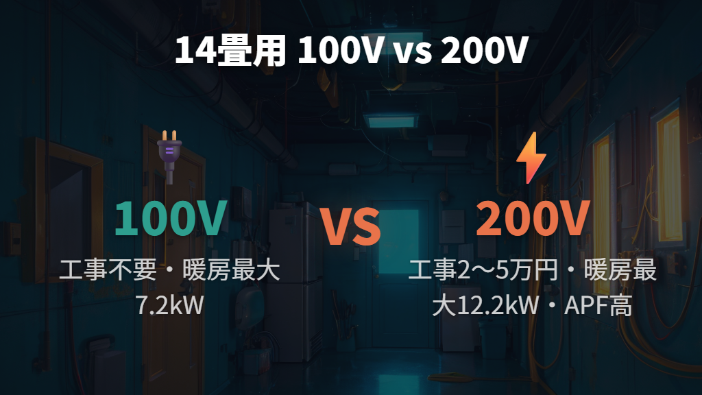 14畳用エアコンを選ぶときの100Vと200Vの違いと注意点