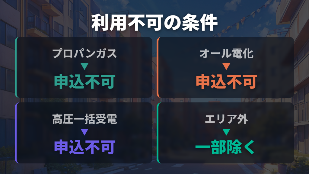 プロパンガス・オール電化・一部エリアでは利用不可