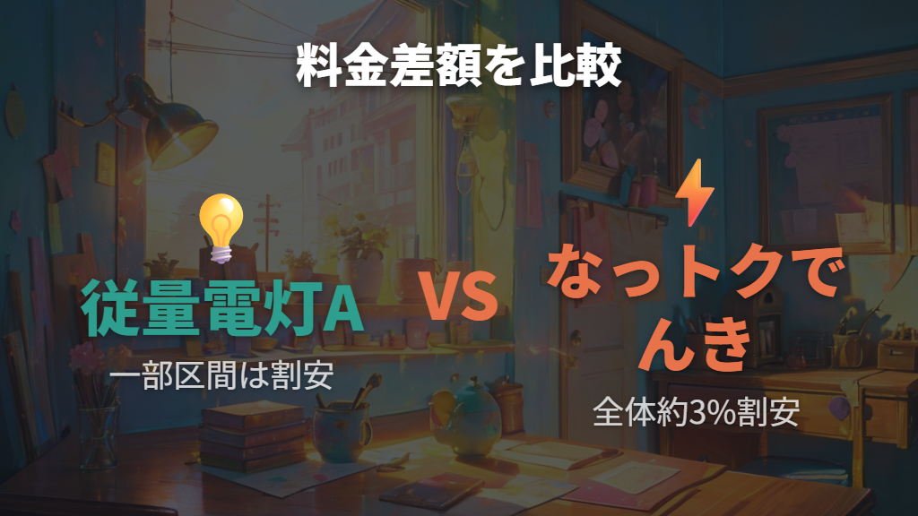 従量電灯Aとなっトクでんきの料金差額を確認する