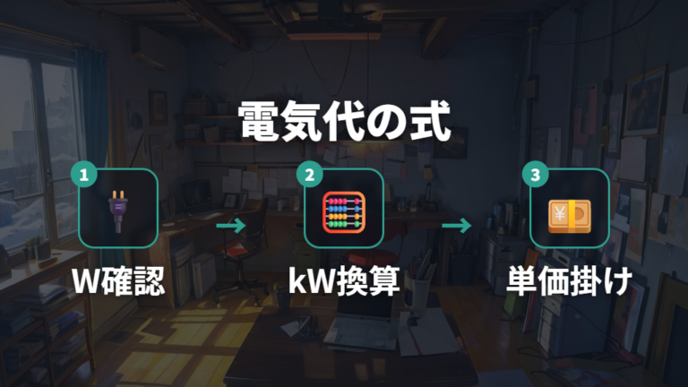 1時間あたりの電気代の計算方法をまず押さえる