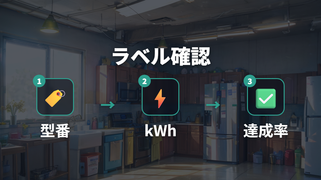 省エネ基準と達成率の見方をラベルで確認する