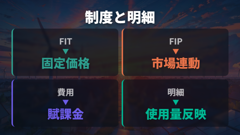 FIT制度とFIP制度が電気代に反映される流れ