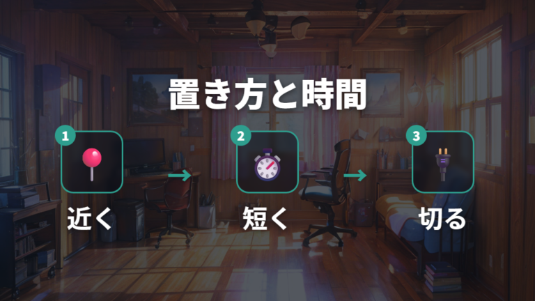 近くで短く使う置き方は安全ルールもセットにする