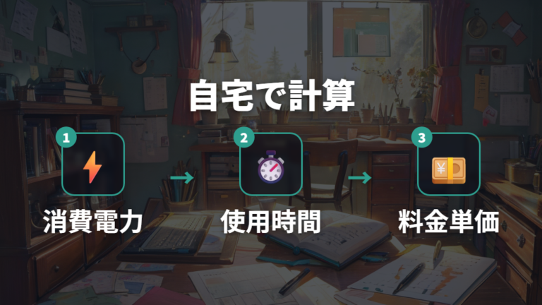 1時間と1か月の電気代を自宅条件で計算する方法