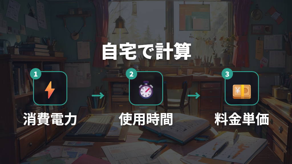 1時間と1か月の電気代を自宅条件で計算する方法