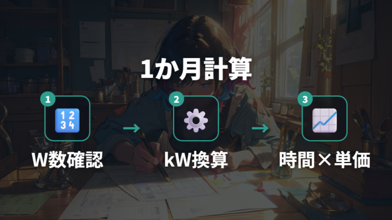 1か月あたりの電気代計算はW数で確認する