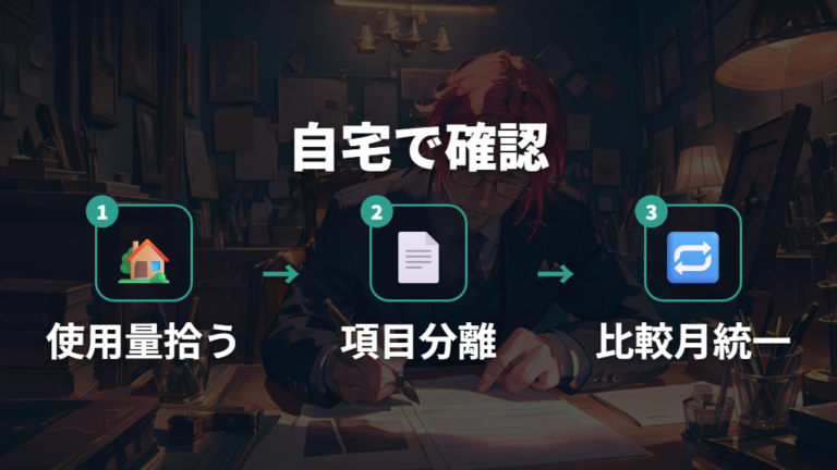 料金明細での見方を自宅の使用量で確認する手順