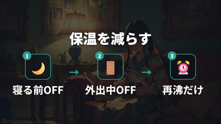 節電タイマーとプラグオフで保温時間を減らす