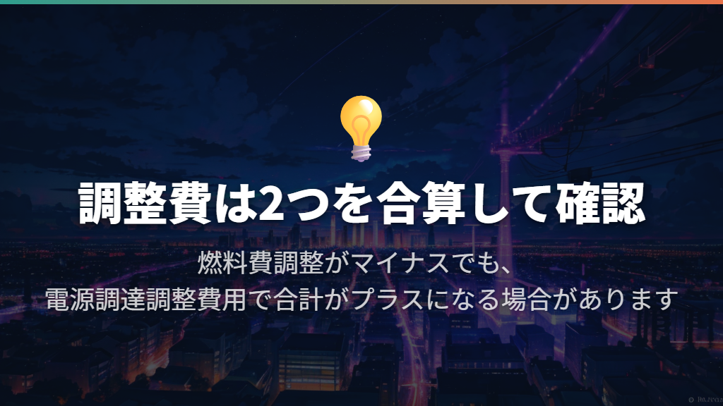燃料費調整がマイナスでも電源調達調整で加算される