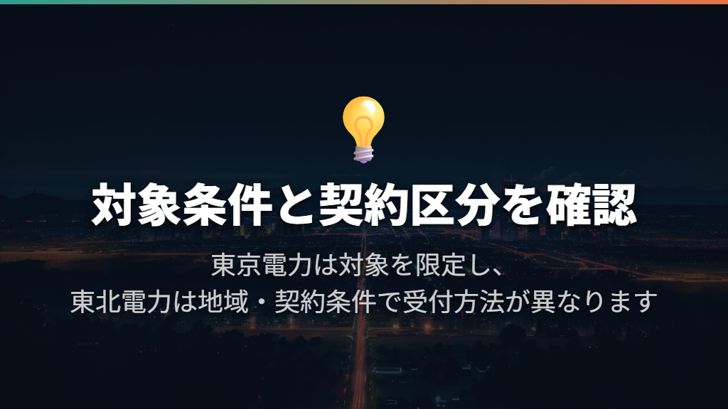 東京電力の相談対象と東北電力のWeb受付条件