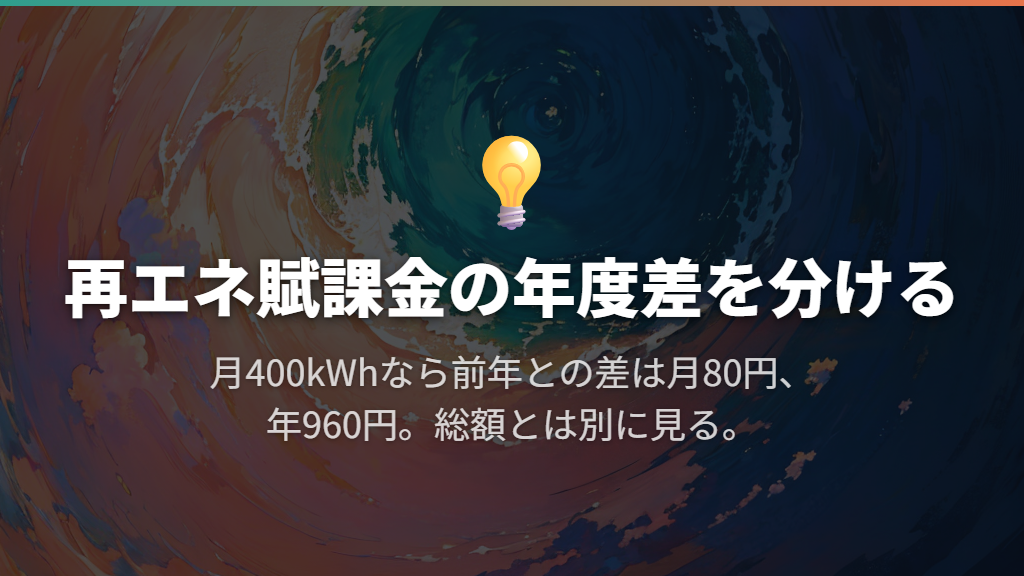 再エネ賦課金の年度差は月400kWhで80円増
