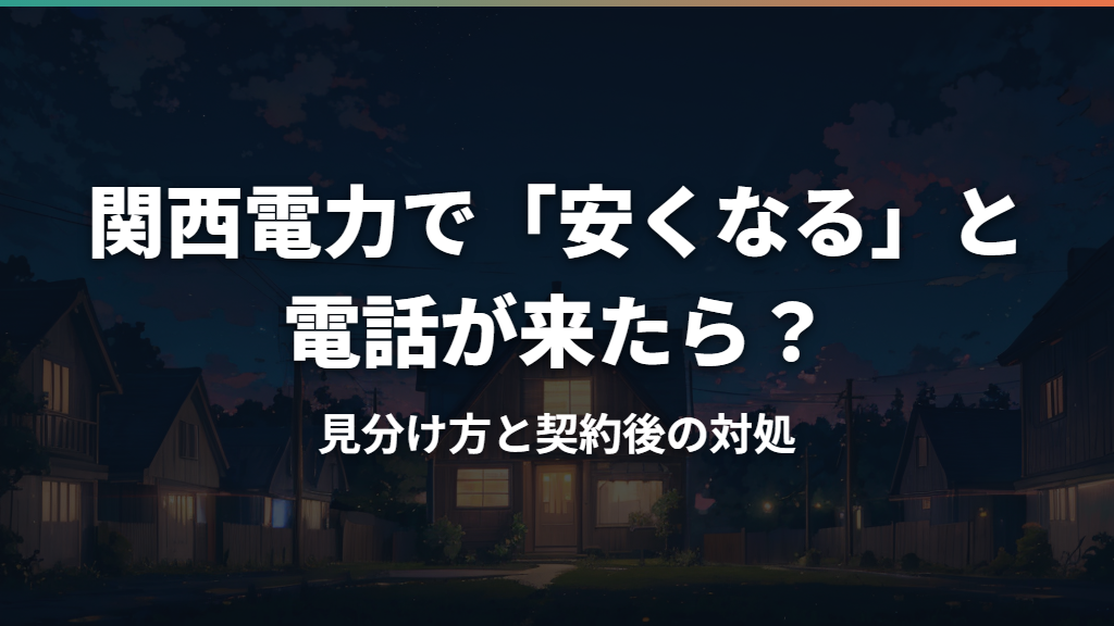 関西電力で「安くなる」と電話が来たら？見分け方と契約後の対処