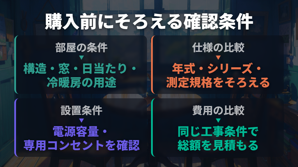 購入前は部屋の条件と見積もりの範囲をそろえる