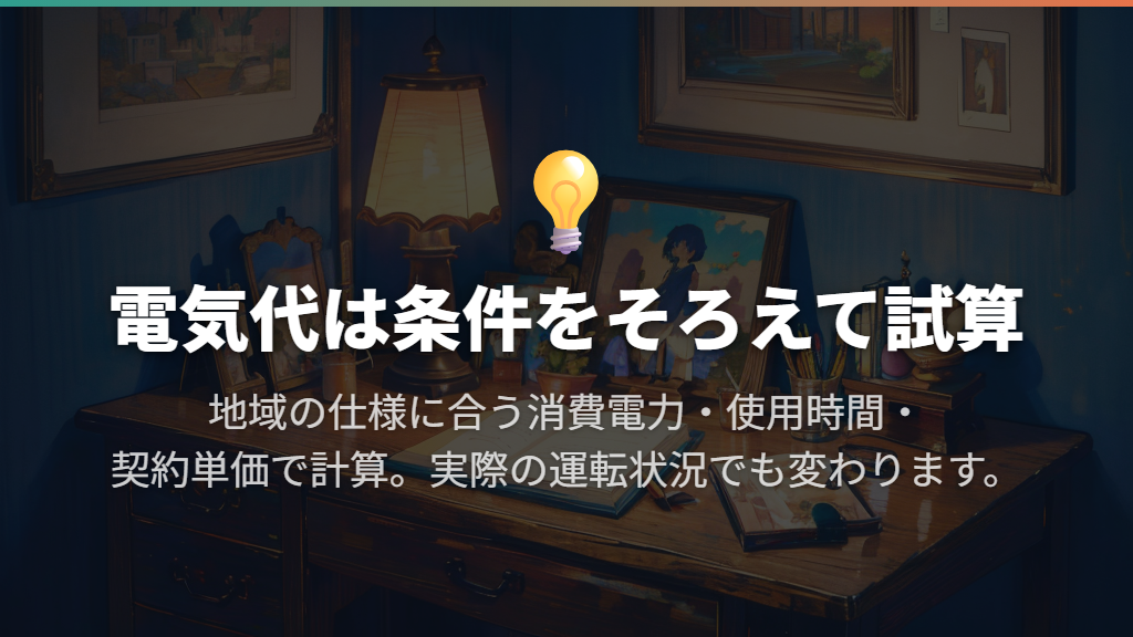 電気代は消費電力・使用時間・単価をそろえて試算する