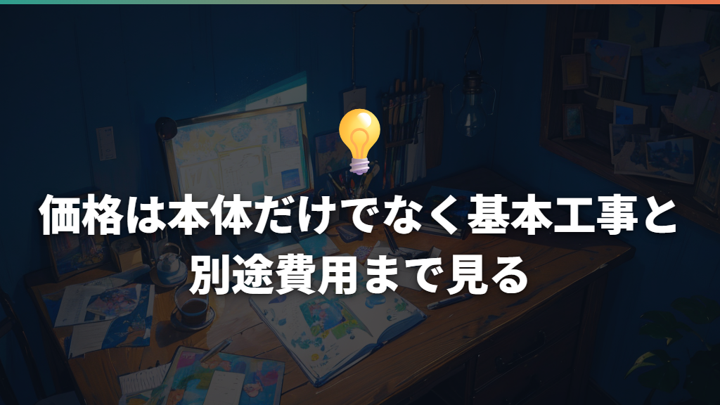 価格は本体だけでなく基本工事と別途費用まで見る